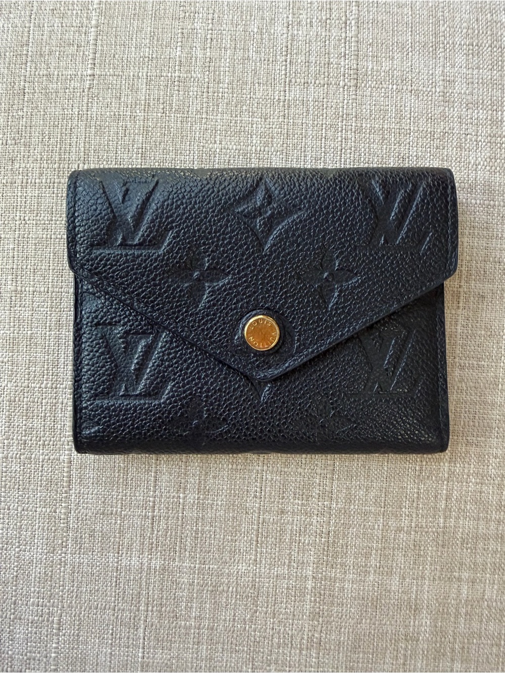 Louis Vuitton Black Empreinte Victorine Wallet with Gold Snap